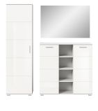 Garderobe Set 3-teilig Grazie in wei Hochglanz Garderobenkombination 180 x 191 cm