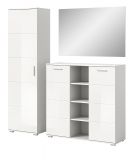 Garderobe Set 3-teilig Grazie in wei Hochglanz Garderobenkombination 180 x 191 cm