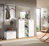 Garderobe Set 4-teilig Grazie in wei Hochglanz Garderobenkombination 180 x 191 cm