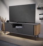 TV-Lowboard Pretty in grau und Artisan Eiche mit 3D-Lamellen TV Unterteil 138 x 50 cm