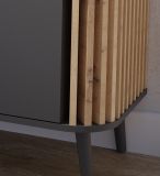 Nachttisch Pretty in grau und Artisan Eiche mit 3D-Lamellen Nachtkommode in Komforthhe 45 x 60 cm