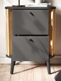 Nachttisch Pretty in grau und Artisan Eiche mit 3D-Lamellen Nachtkommode in Komforthhe 45 x 60 cm