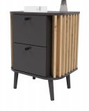 Nachttisch Pretty in grau und Artisan Eiche mit 3D-Lamellen Nachtkommode in Komforthhe 45 x 60 cm