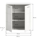 Kommode Grazie in wei Hochglanz Wohn- und Esszimmer Sideboard 80 x 83 cm