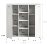 Highboard Grazie in wei Hochglanz Wohn- und Esszimmer Kommode 110 x 108 cm