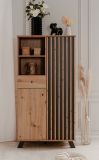 Highboard Madem in Artisan Eiche und Anthrazit mit 3D-Lamellen Wohn- und Esszimmer Kommode 80 x 156 cm