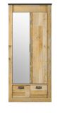 Kleiderschrank Stove in Used Wood hell und anthrazit Drehtrenschrank 2-trig mit Spiegel 93 x 209 cm