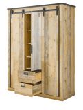 Kleiderschrank Stove in Used Wood hell und anthrazit Schiebetrentrenschrank 3-trig mit Spiegel 163 x 209