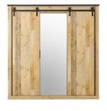 Kleiderschrank Stove in Used Wood hell und anthrazit Schiebetrentrenschrank 3-trig mit Spiegel 201 x 209