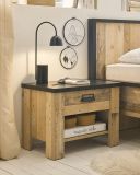 Nachttisch Stove in Used Wood hell und anthrazit Nachtkommode mit Schubkasten 60 x 46 cm