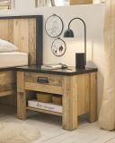 Nachttisch Stove in Used Wood hell und anthrazit Nachtkommode mit Schubkasten 60 x 46 cm