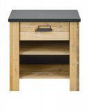 Nachttisch Stove in Used Wood hell und anthrazit Nachtkommode mit Schubkasten in Komforthhe 60 x 61