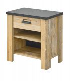 Nachttisch Stove in Used Wood hell und anthrazit Nachtkommode mit Schubkasten in Komforthhe 60 x 61