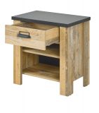 Nachttisch Stove in Used Wood hell und anthrazit Nachtkommode mit Schubkasten in Komforthhe 60 x 61
