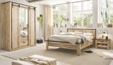 Schlafzimmer Set 3-teilig Stove in Used Wood hell und anthrazit mit Einzelbett Liegeflche 140 x 200 cm und 2 x Nachttisch