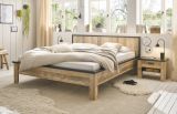 Schlafzimmer Set 3-teilig Stove in Used Wood hell und anthrazit mit Doppelbett Liegeflche 180 x 200 cm und 2 x Nachttisch