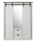 Kleiderschrank Stove in wei Pinie und anthrazit Landhaus Schiebetrentrenschrank 3-trig mit Spiegel 163 x 209