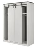 Kleiderschrank Stove in wei Pinie und anthrazit Landhaus Schiebetrentrenschrank 3-trig mit Spiegel 163 x 209