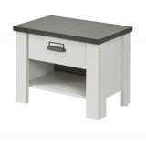 Nachttisch Stove in wei Pinie und anthrazit Landhaus Nachtkommode mit Schubkasten 60 x 46 cm