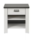 Nachttisch Stove in wei Pinie und anthrazit Landhaus Nachtkommode mit Schubkasten in Komforthhe 60 x 61