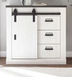 Kommode Stove in wei Pinie und anthrazit Landhaus Sideboard 93 x 91 cm