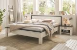 Schlafzimmer Set 3-teilig Stove in wei Pinie Landhaus mit Doppelbett 180 x 200 cm und 2 x Nachttisch