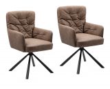 2 x Stuhl Milos in braun Leder-Optik 180 drehbar Kchen- und Esszimmerstuhl 2er Set
