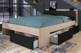 Parisot Stauraumbett Most7 in Jackson Eiche und schwarz Bett mit 3 x Schubkasten Liegeflche 140 x 200 cm