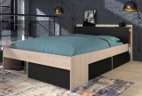 Parisot Stauraumbett Most7 in Jackson Eiche und schwarz Bett mit 3 x Schubkasten Liegeflche 140 x 200 cm