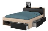 Parisot Stauraumbett Most7 in Jackson Eiche und schwarz Bett mit 3 x Schubkasten Liegeflche 140 x 200 cm