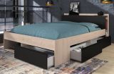 Parisot Stauraumbett Most8 in Jackson Eiche und schwarz Bett mit 3 x Schubkasten Liegeflche 160 x 200 cm