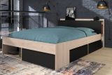 Parisot Stauraumbett Most8 in Jackson Eiche und schwarz Bett mit 3 x Schubkasten Liegeflche 160 x 200 cm