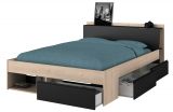Parisot Stauraumbett Most8 in Jackson Eiche und schwarz Bett mit 3 x Schubkasten Liegeflche 160 x 200 cm