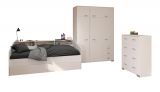 Parisot Kinder- und Jugendzimmer Sleep41 in wei Komplett-Set 3-teilig mit Stauraumbett, Kleiderschrank und Kommode