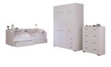 Parisot Kinder- und Jugendzimmer Sleep41 in wei Komplett-Set 3-teilig mit Stauraumbett, Kleiderschrank und Kommode
