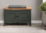 Garderobe Sitzbank Stanton in gr�n und Evoke Eiche Landhaus Garderobenbank und Schuhschrank 77 x 48 cm