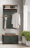 Garderobe Sitzbank Stanton in gr�n und Evoke Eiche Landhaus Garderobenbank und Schuhschrank 77 x 48 cm