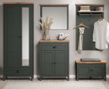 Garderobe Set 5-teilig Stanton in gr�n und Evoke Eiche Landhaus Garderobenkombination 261 x 198 cm