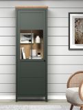 Vitrine Stanton in grn und Evoke Eiche Landhaus Vitrinenschrank inklusive LED Beleuchtung 69 x 198 cm