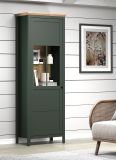 Vitrine Stanton in grn und Evoke Eiche Landhaus Vitrinenschrank inklusive LED Beleuchtung 69 x 198 cm