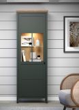 Vitrine Stanton in grn und Evoke Eiche Landhaus Vitrinenschrank inklusive LED Beleuchtung 69 x 198 cm