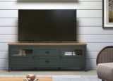TV-Lowboard Stanton in gr�n und Evoke Eiche Landhaus TV Unterteil mit Komforth�he inklusive LED 184 x 64 cm