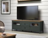 TV-Lowboard Stanton in gr�n und Evoke Eiche Landhaus TV Unterteil mit Komforth�he inklusive LED 184 x 64 cm