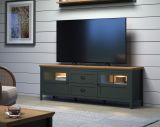TV-Lowboard Stanton in gr�n und Evoke Eiche Landhaus TV Unterteil mit Komforth�he inklusive LED 184 x 64 cm