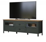 TV-Lowboard Stanton in gr�n und Evoke Eiche Landhaus TV Unterteil mit Komforth�he inklusive LED 184 x 64 cm