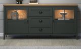 Sideboard Stanton in gr�n und Evoke Eiche Landhaus Wohn- und Esszimmer Kommode inklusive LED 185 cm