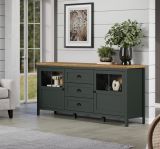 Sideboard Stanton in gr�n und Evoke Eiche Landhaus Wohn- und Esszimmer Kommode inklusive LED 185 cm