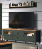 Wandboard Stanton in grn und Evoke Eiche Landhaus Wohn- und Esszimmer Wandregal 156 cm