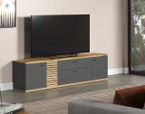 TV-Lowboard Norris in grau und Evoke Eiche TV Unterteil mit Soft-Close 202 x 55 cm