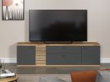 TV-Lowboard Norris in grau und Evoke Eiche TV Unterteil mit Soft-Close 202 x 55 cm